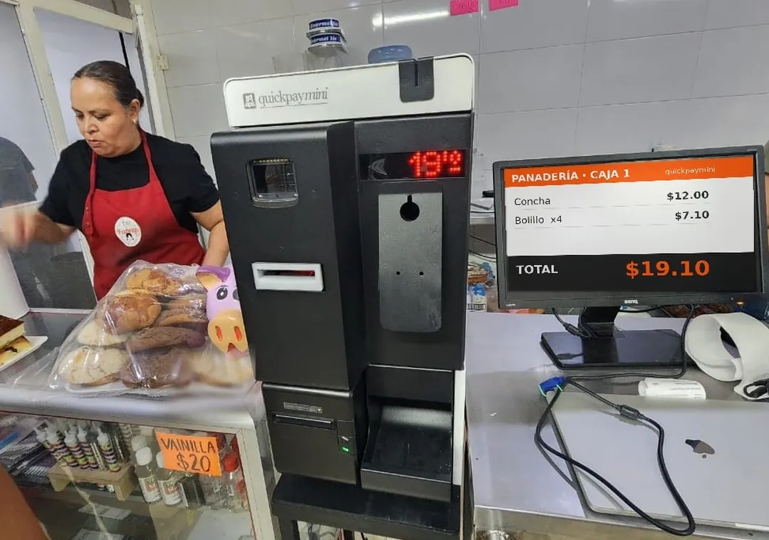 Quickpaymini en el mostrador de una panadería