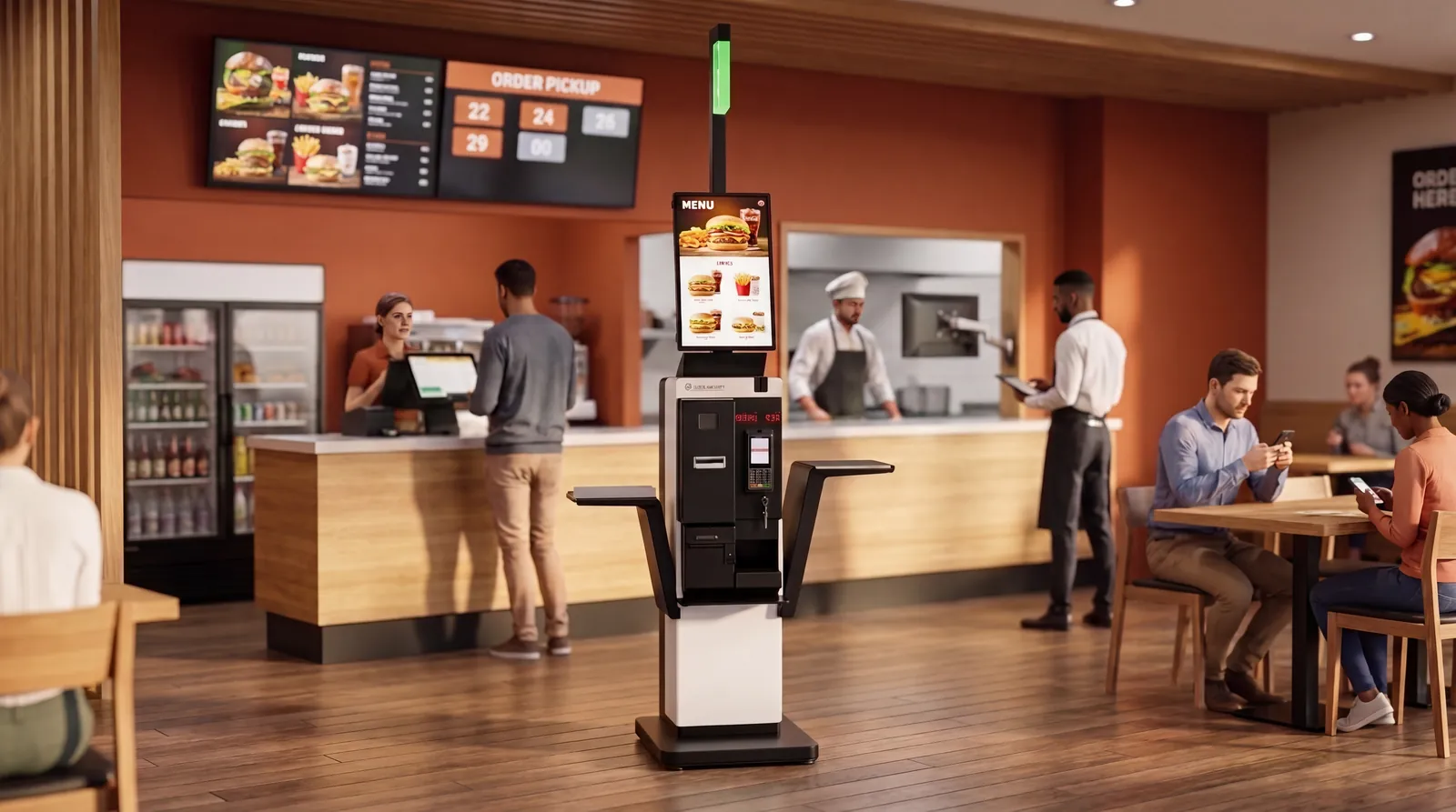 Máquina de cobro automático para restaurantes: el cliente ordena y paga solo en el kiosco